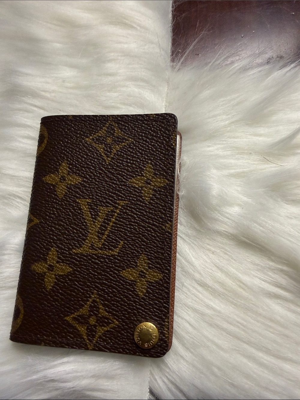 Louis Vuitton Monogram Card Case in Brown with Gold Accents